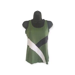 Womens Kathyana Sports Tank Top Racerback Green/Black/White M